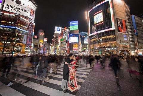 Surya and Sheena Tokyo Prewedding. Shibuya Crossing