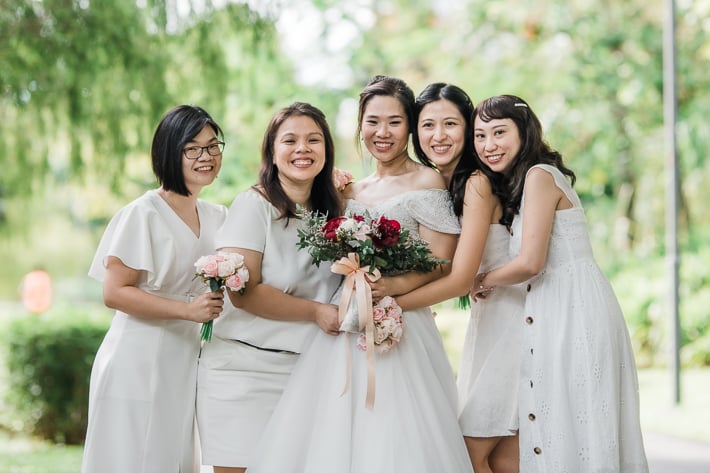 Bride and bridesmaid