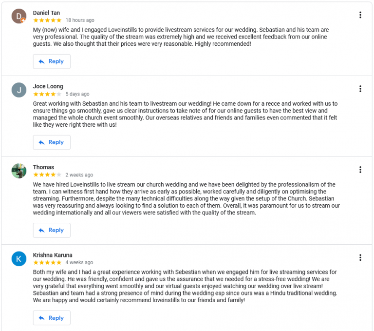 collection of Google live streaming review from our clients